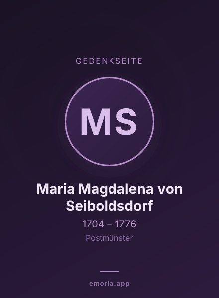 Gedenkportrait von Maria Magdalena von Seiboldsdorf