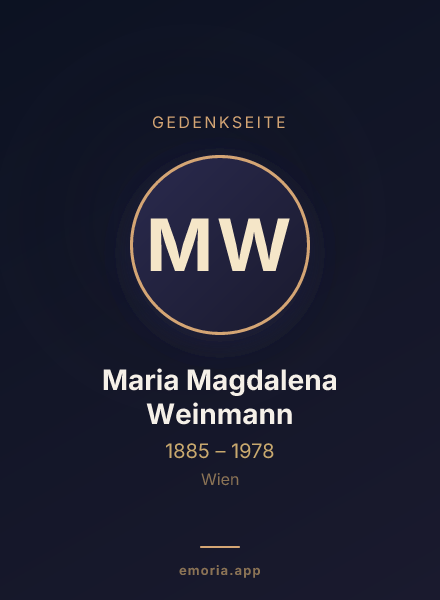 Gedenkportrait von Maria Magdalena Weinmann