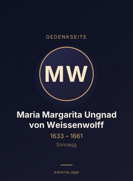Gedenkportrait von Maria Margarita Ungnad von Weissenwolff