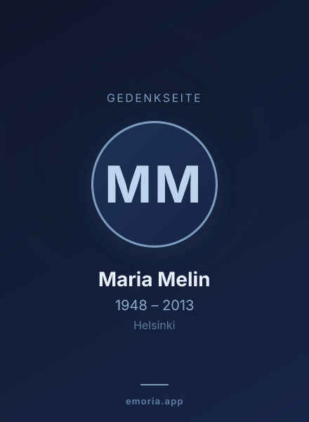 Gedenkportrait von Maria Melin