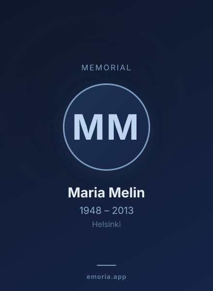Memorial portrait of Maria Melin