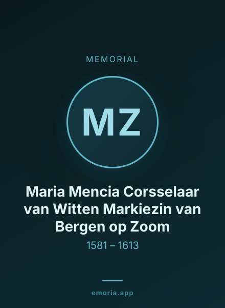 Memorial portrait of Maria Mencia Corsselaar van Witten Markiezin van Bergen op Zoom