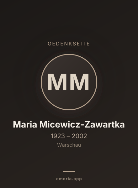 Gedenkportrait von Maria Micewicz-Zawartka