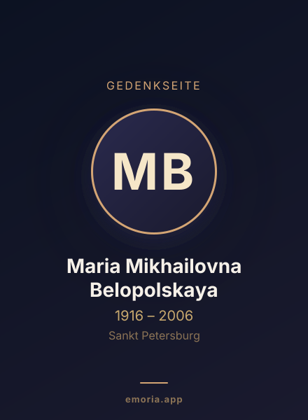 Gedenkportrait von Maria Mikhailovna Belopolskaya