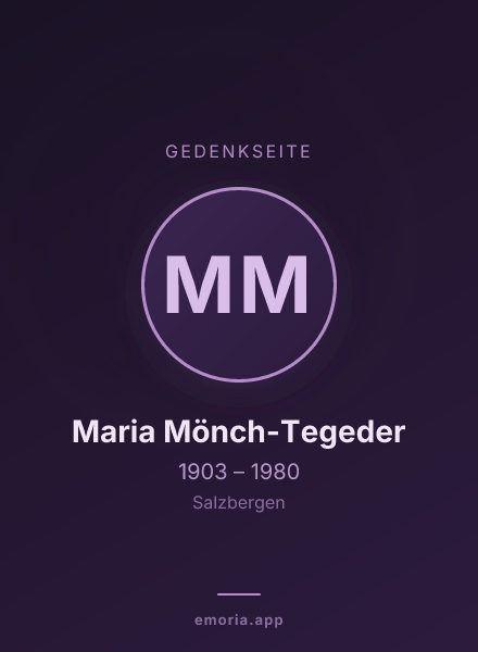 Gedenkportrait von Maria Mönch-Tegeder
