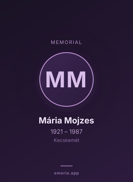 Memorial portrait of Mária Mojzes