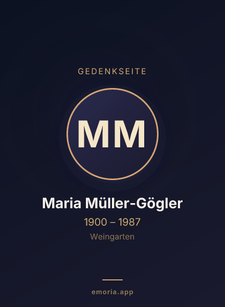 Gedenkportrait von Maria Müller-Gögler