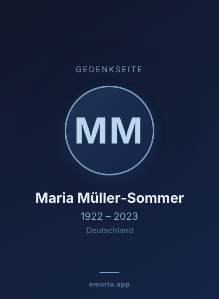 Gedenkportrait von Maria Müller-Sommer