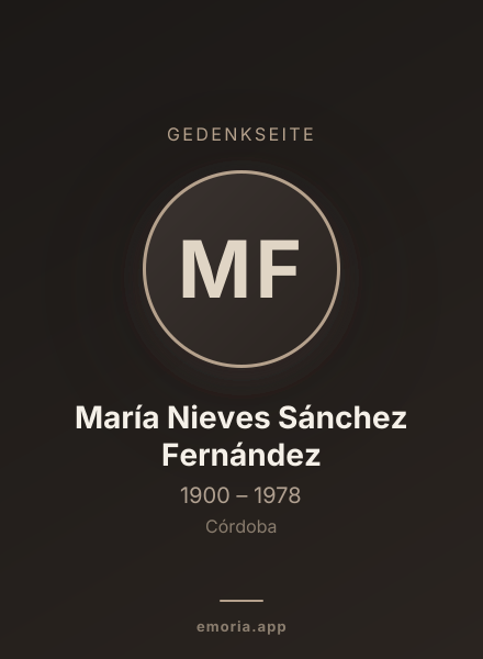 Gedenkportrait von María Nieves Sánchez Fernández