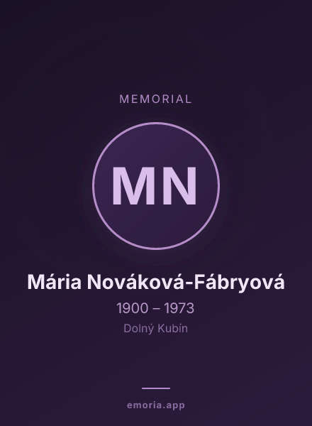 Memorial portrait of Mária Nováková-Fábryová