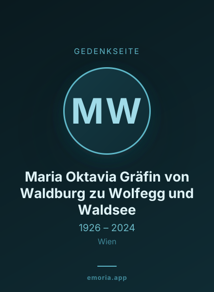 Gedenkportrait von Maria Oktavia Gräfin von Waldburg zu Wolfegg und Waldsee