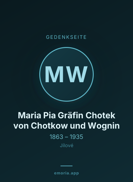 Gedenkportrait von Maria Pia Gräfin Chotek von Chotkow und Wognin