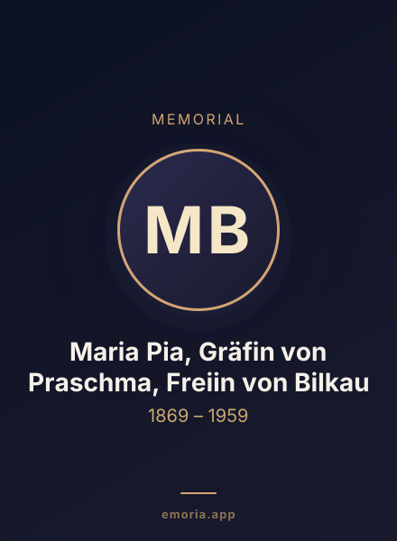 Memorial portrait of Maria Pia, Gräfin von Praschma, Freiin von Bilkau
