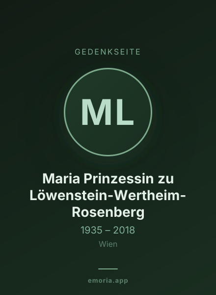 Gedenkportrait von Maria Prinzessin zu Löwenstein-Wertheim-Rosenberg