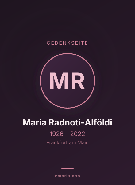 Gedenkportrait von Maria Radnoti-Alföldi