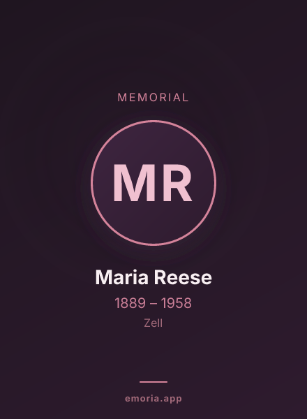 Memorial portrait of Maria Reese