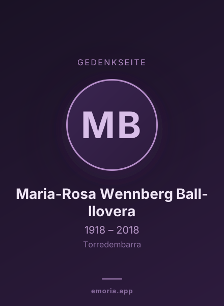 Gedenkportrait von Maria-Rosa Wennberg Ball-llovera