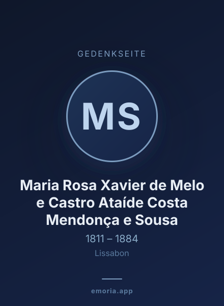 Gedenkportrait von Maria Rosa Xavier de Melo e Castro Ataíde Costa Mendonça e Sousa