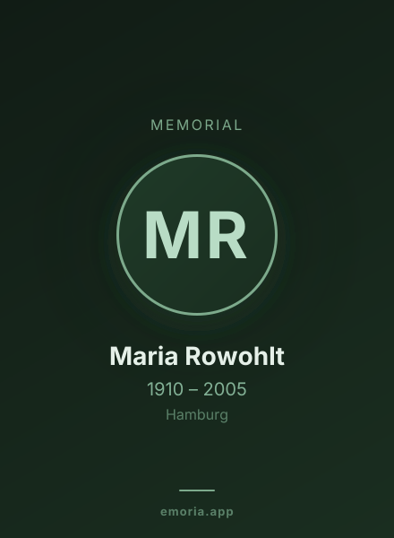 Memorial portrait of Maria Rowohlt