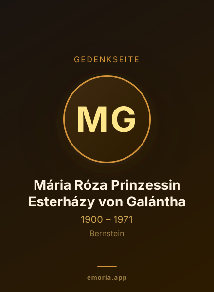 Gedenkportrait von Mária Róza Prinzessin Esterházy von Galántha
