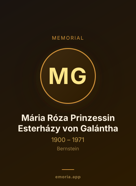 Memorial portrait of Mária Róza Prinzessin Esterházy von Galántha