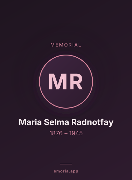 Memorial portrait of Maria Selma Radnotfay
