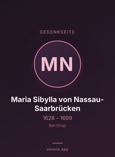 Gedenkportrait von Maria Sibylla von Nassau-Saarbrücken