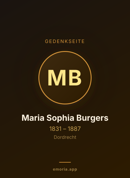 Gedenkportrait von Maria Sophia Burgers