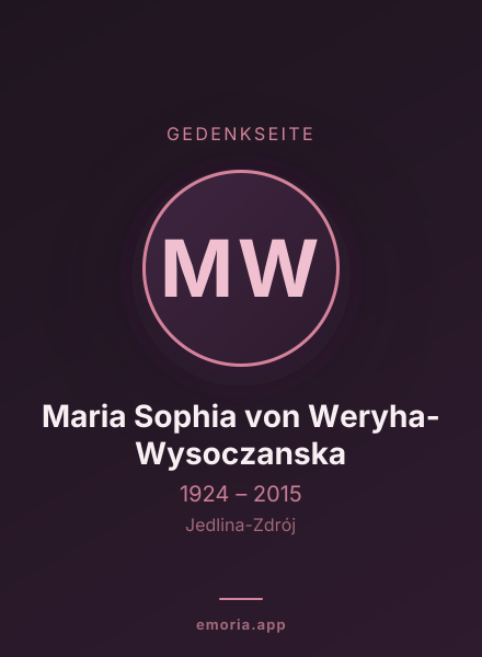 Gedenkportrait von Maria Sophia von Weryha-Wysoczanska