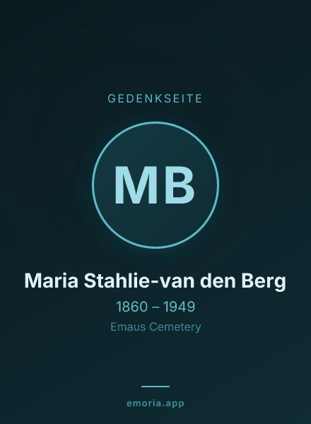 Gedenkportrait von Maria Stahlie-van den Berg