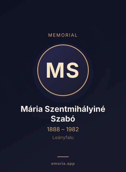 Memorial portrait of Mária Szentmihályiné Szabó