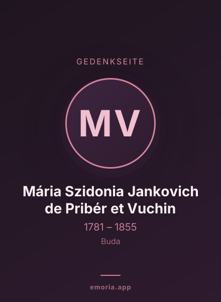 Gedenkportrait von Mária Szidonia Jankovich de Pribér et Vuchin