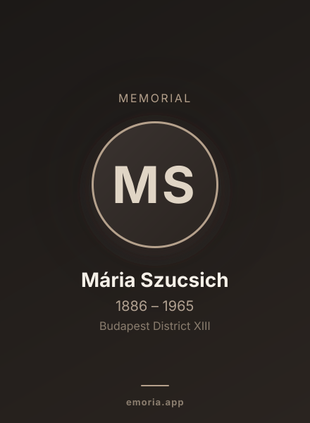 Memorial portrait of Mária Szucsich