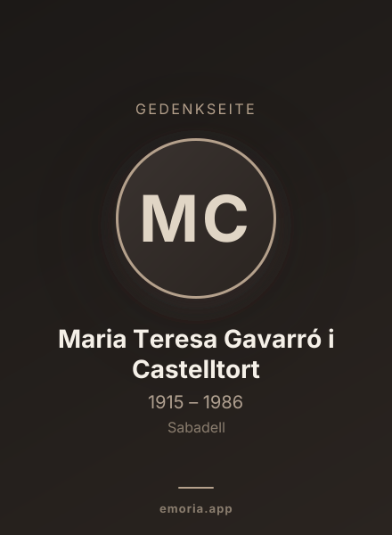 Gedenkportrait von Maria Teresa Gavarró i Castelltort