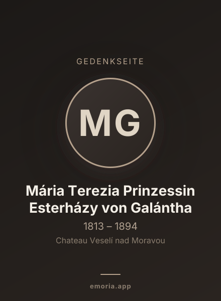 Gedenkportrait von Mária Terezia Prinzessin Esterházy von Galántha