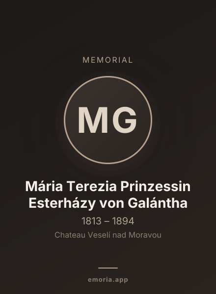Memorial portrait of Mária Terezia Prinzessin Esterházy von Galántha
