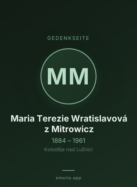 Gedenkportrait von Maria Terezie Wratislavová z Mitrowicz