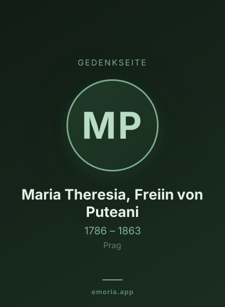 Gedenkportrait von Maria Theresia, Freiin von Puteani