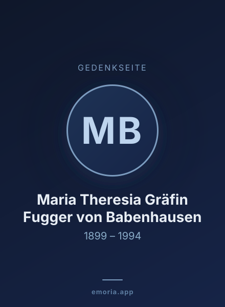 Gedenkportrait von Maria Theresia Gräfin Fugger von Babenhausen