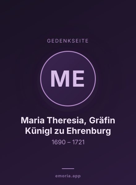 Gedenkportrait von Maria Theresia, Gräfin Künigl zu Ehrenburg