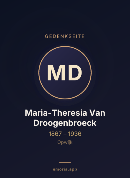 Gedenkportrait von Maria-Theresia Van Droogenbroeck