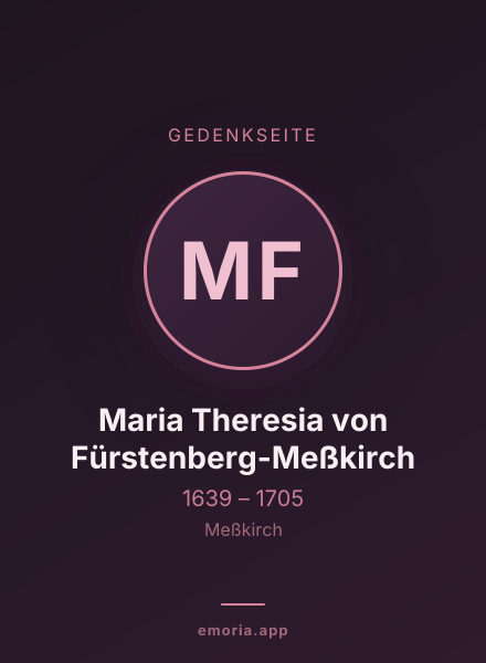 Gedenkportrait von Maria Theresia von Fürstenberg-Meßkirch