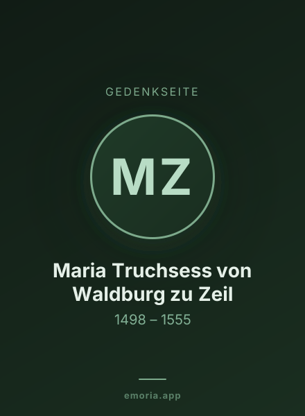 Gedenkportrait von Maria Truchsess von Waldburg zu Zeil