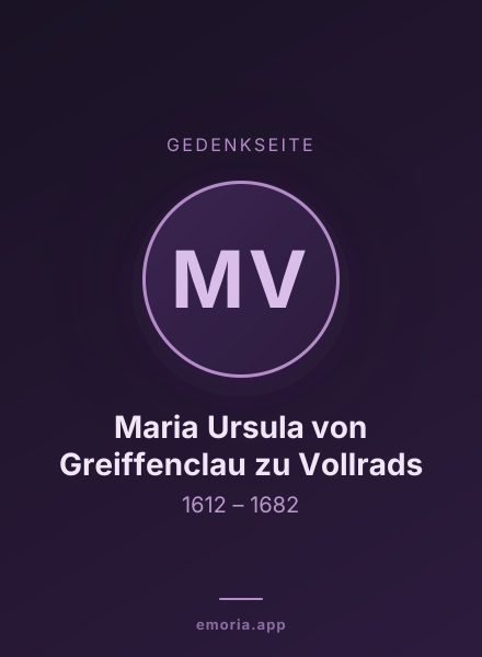 Gedenkportrait von Maria Ursula von Greiffenclau zu Vollrads