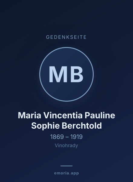Gedenkportrait von Maria Vincentia Pauline Sophie Berchtold