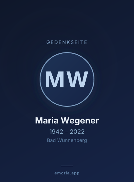 Gedenkportrait von Maria Wegener