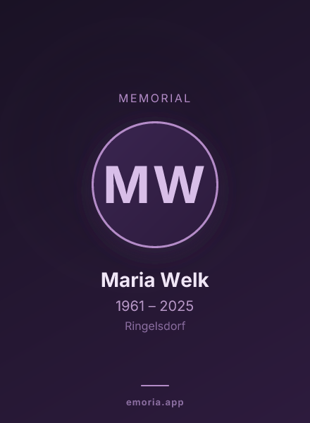 Memorial portrait of Maria Welk