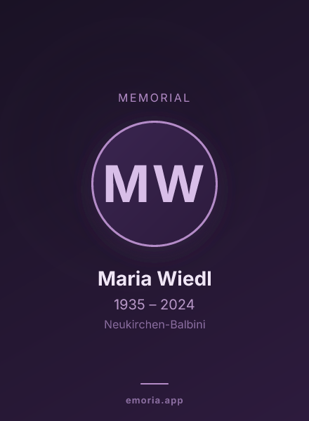 Memorial portrait of Maria Wiedl