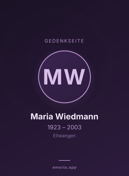 Gedenkportrait von Maria Wiedmann