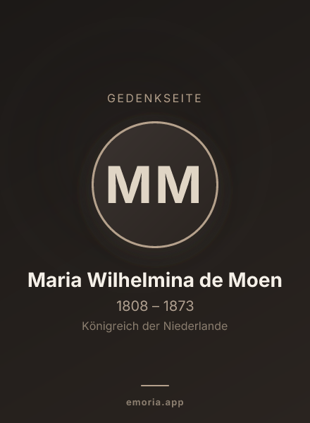 Gedenkportrait von Maria Wilhelmina de Moen